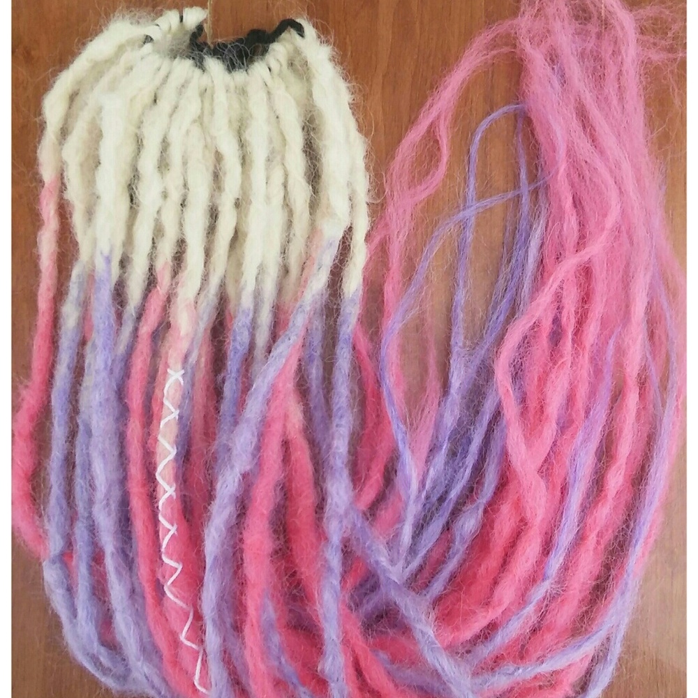 Full set of blonde pastel pink purple dreadlocks